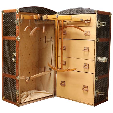 Vintage Goyard Paris Pullman Travelling Wardrobe Trunk 